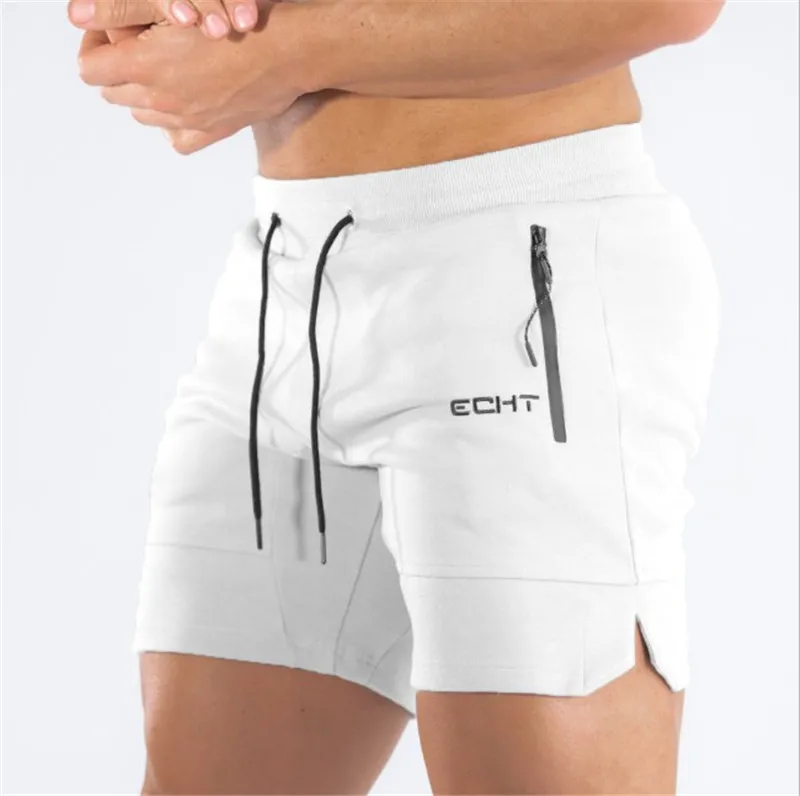 High Quality Brand New Men Casual Shorts white Straight Shorts Male Fitness Fashion Bodybuilding Shorts Brand Trend Menswear2019