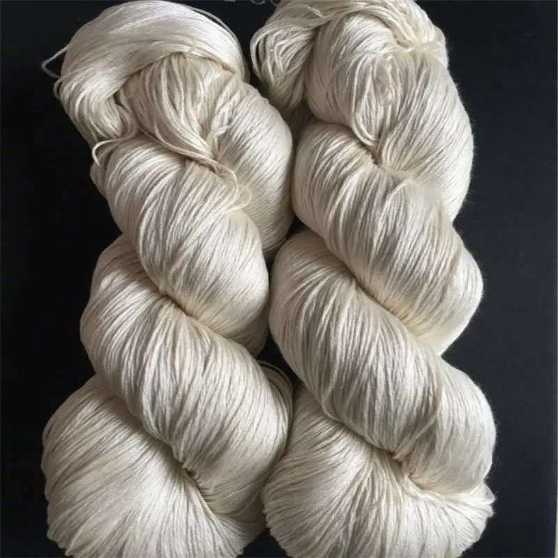 

pure silk yarn undyed silk yarn natural 100% mumberry silk hand knitting yarn raw white silk 120