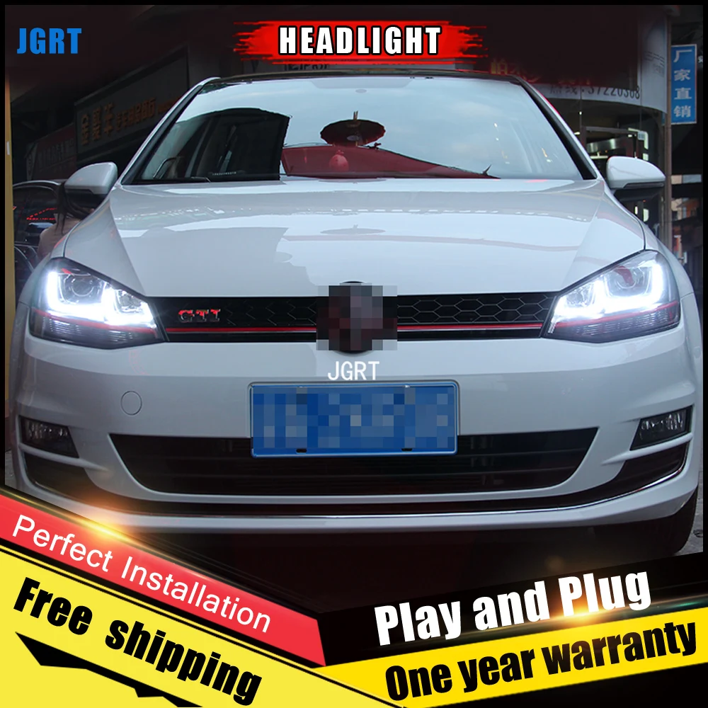 2 шт. автомобильный стиль светодиодный фары для VW Golf 7 2013- для Golf 7 Головной фонарь светодиодный DRL Объектив двойной луч H7 HID Xenon bi xenon объектив