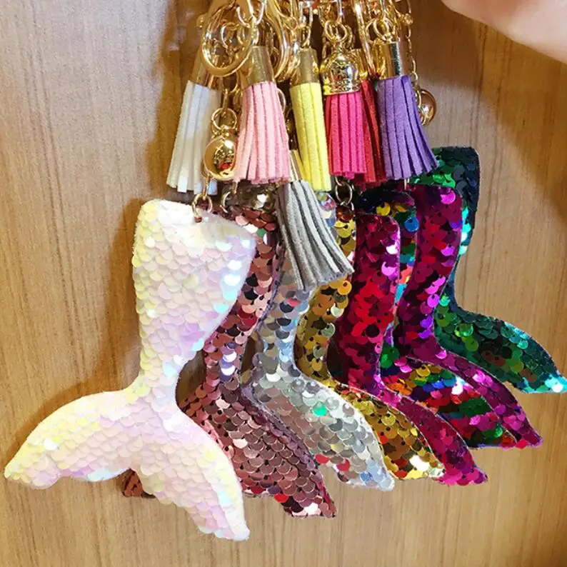2 шт./лот хвост русалки детские брелки пайетки брелок декоративные подвески для