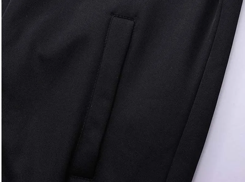 Полиэстер Спортивный комплект для мужчин Slim Fit Вязание спортивный костюм ветрозащитный спортивный костюм флис теплый Студент Спортивная Бег
