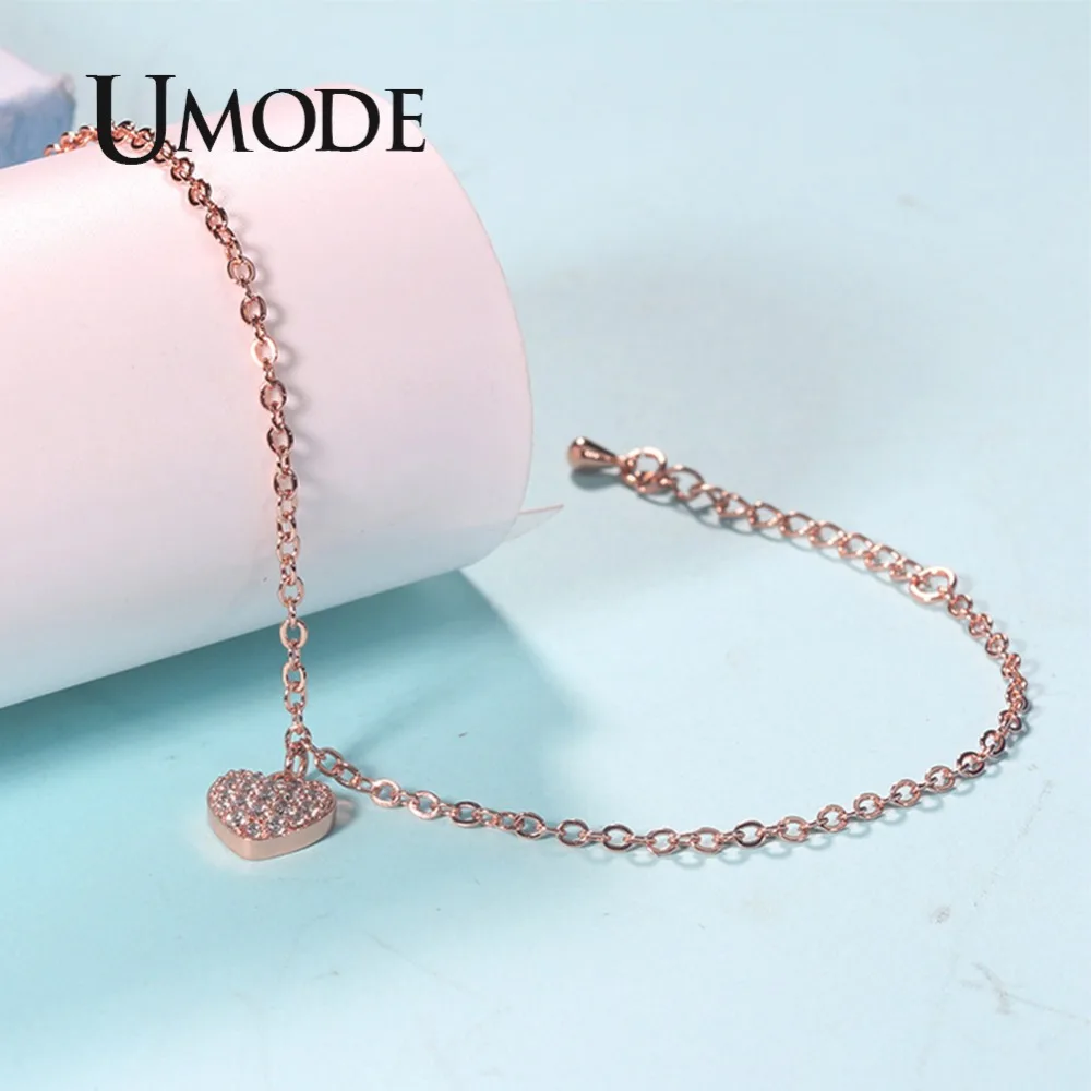 UMODE новые классические браслеты с кубическим кристаллом в форме сердца для