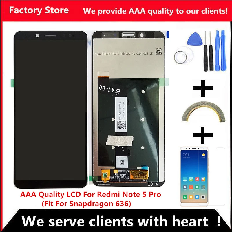 ЖК дисплей и рамка для Xiaomi Redmi Note 5 Pro сенсорный экран 10 касаний качество AAA Snapdragon