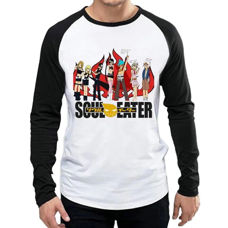 3 С длинным рукавом Soul Eater Футболка модная Стиль Мужская аниме Soul Eater Логотип футболка Футболки Длинный рукав рубашка Soul Eater футболка - Цвет: 3