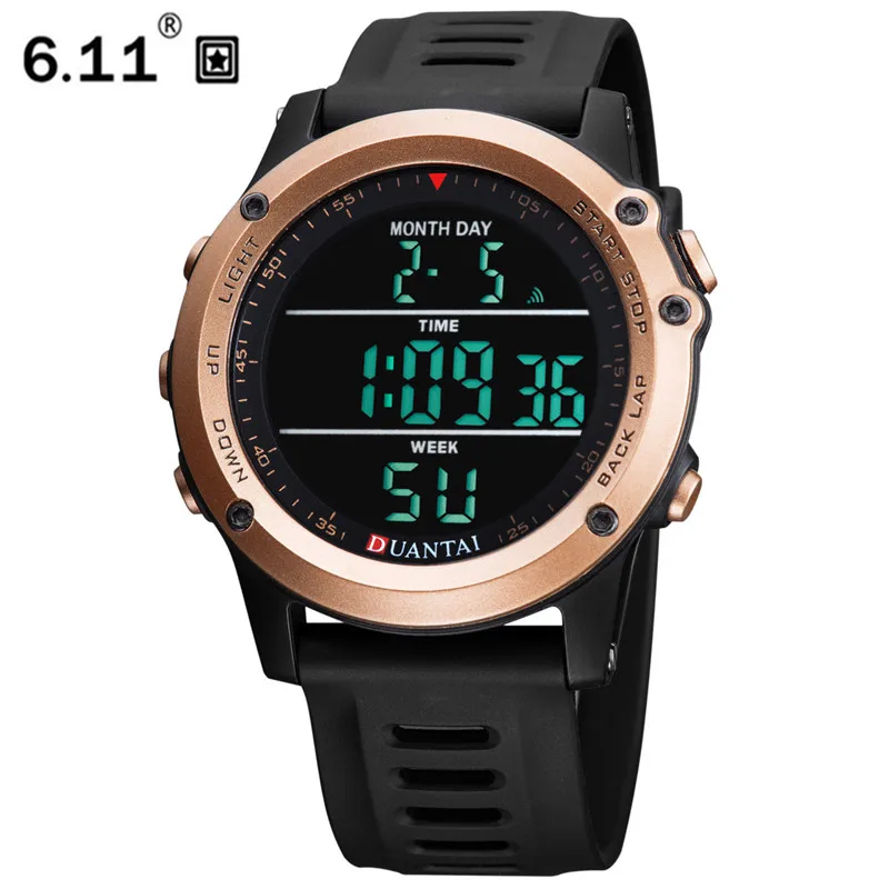 Gold 6,11 DUANTAI Цифровые мужские наручные часы Relogio Masculino Секундомер Мужские часы Montre Reloj Relogio часы Saat Hour - Цвет: Gold