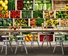 Обои Bacaz с различными фруктами и овощами, фотообои, фрески для фруктового магазина, ресторана, фон, 3d обои, настенные наклейки