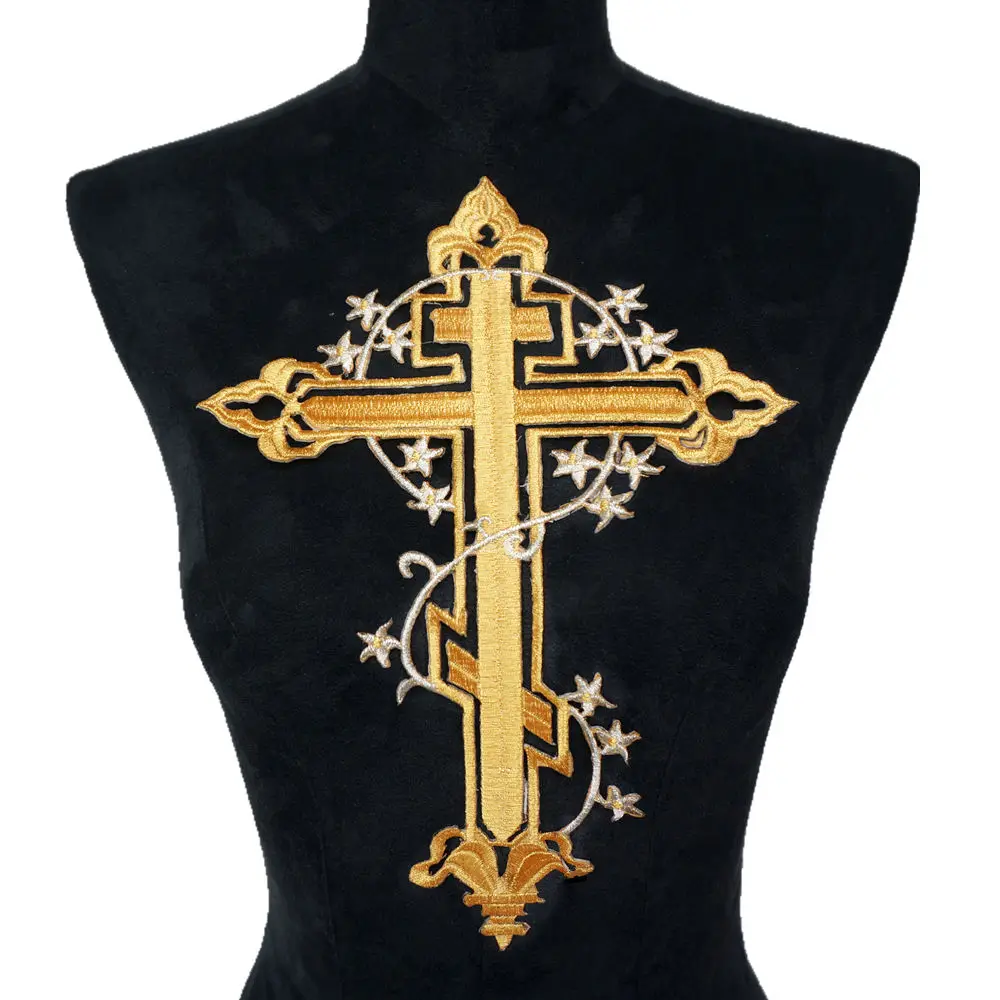 Вышитые золотые нашивки со звездами 28 см приклеивающиеся металлические значки в