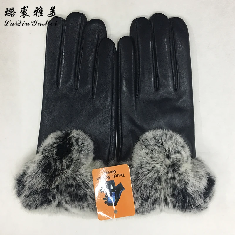 Перчатки для сенсорных экранов женские теплые перчатки из натуральной кожи