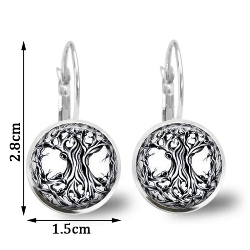 Висячие серьги с кабошонами Дерево жизни модные ювелирные изделия посеребренные