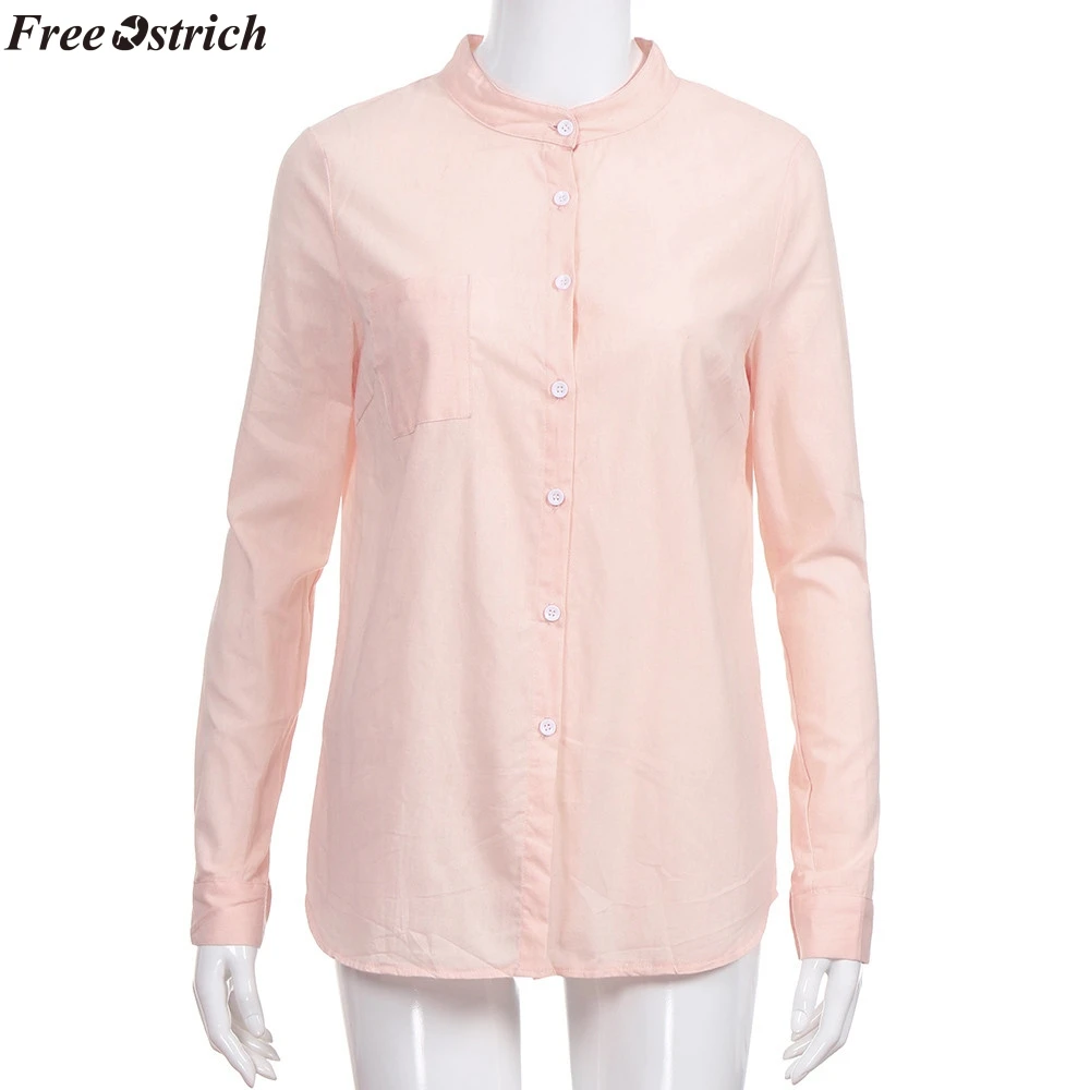Бесплатная Страусиная Женская Модная хлопковая Свободная блуза на пуговицах с