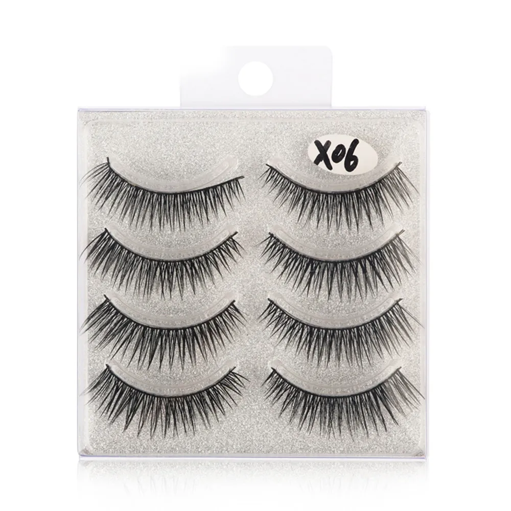 4Pair Luxury 3D False Lashes Fluffy Strip Eyelashes Long Natural Party natural faux mink lashes magnetic eyelashes maquiagem #05 | Красота и