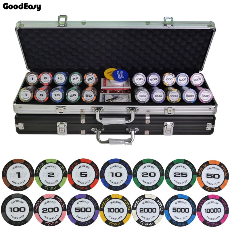 

500Pcs/Set Clay Poker Chips Sets Wheat Poker Chips Colorful Clay Chip Texas Hold'em Chips Sets Metal Box Entertainment 14g/pcs