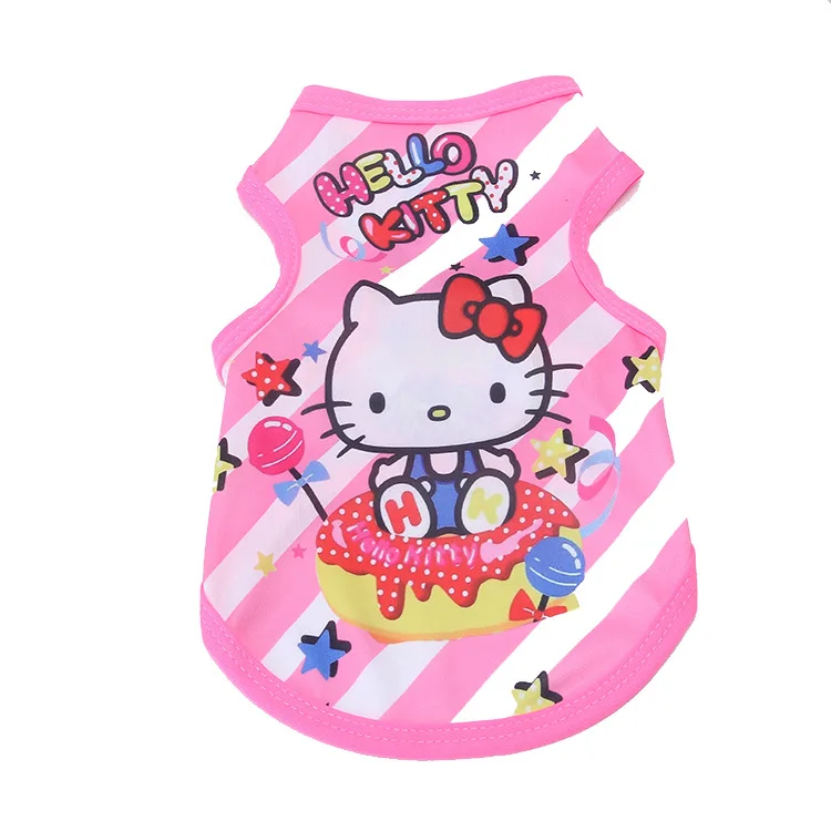 KT Cat 9 цветов, новинка года, весенне-летняя одежда для собак, одежда для маленьких собак, жилет с мультипликационным принтом Футболка без рукавов для щенков, кошек костюм для собак XS-XL - Цвет: KT Cat