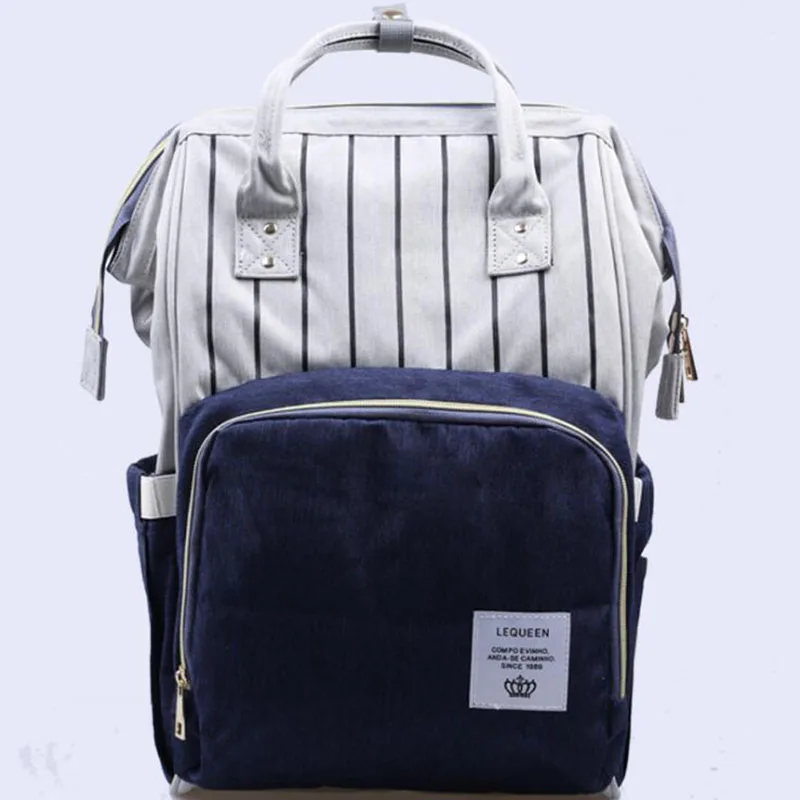 Navy Blue Модная сумка в полоску для беременных, Большая вместительная сумка для малышей, Bolsas Maternidade, дизайнерская сумка для кормящих мам, сумки для подгузников - Цвет: Navy Blue