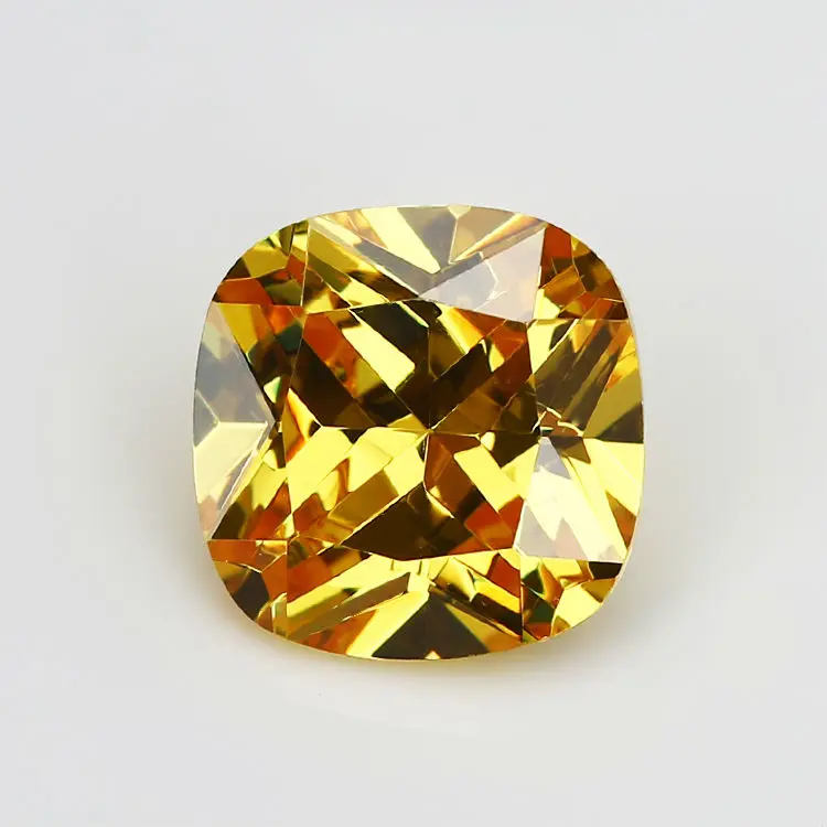 

50PCS 5x5~15x15mm Cushion Shape Loose CZ Stone Golden Yellow AAAAA Cubic zirconia Synthetic stone For Jewelry DIY Gems Stone