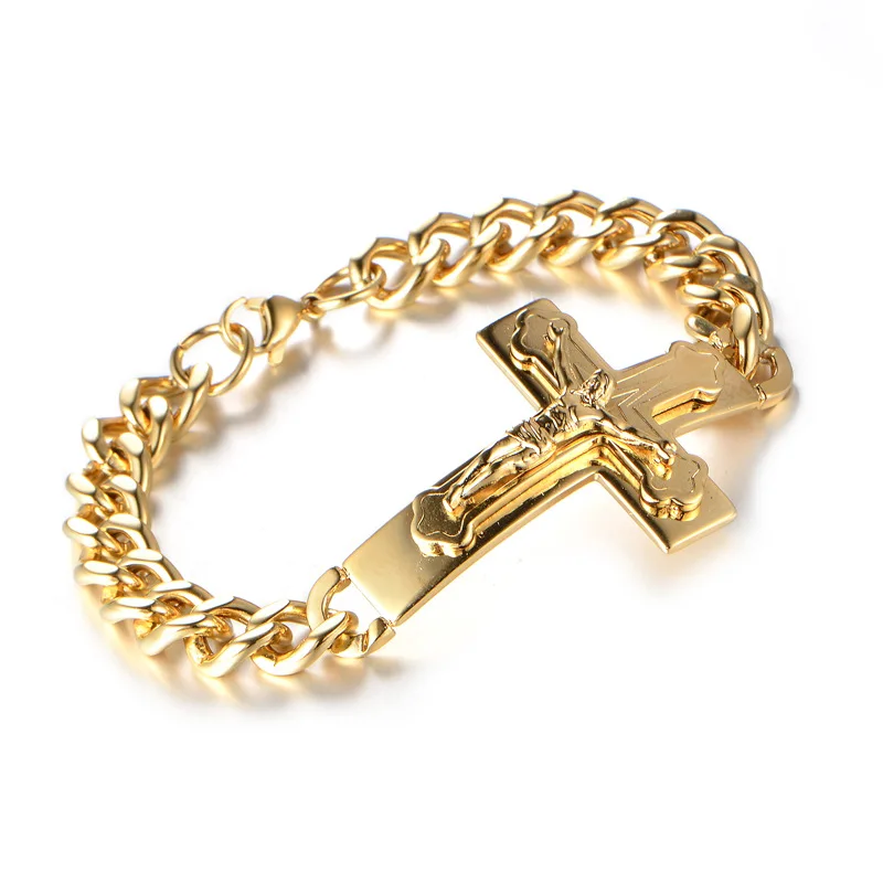 Мужские браслеты из нержавеющей стали с изображением Креста Иисуса оптовая