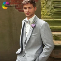 gray business men suits wedding groom tuxedos 3 pieces jacketpantsvest prom wear bridegroom suits blazer