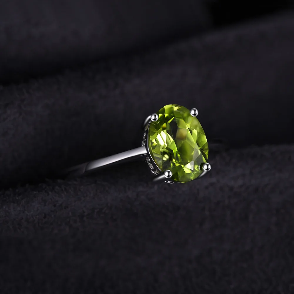 Jewelrypalace Овальный 1.4ct Натуральный Зеленый Перидот Камень пасьянс кольцо из натуральной 925 серебро Для женщин Обручение ювелирные изделия