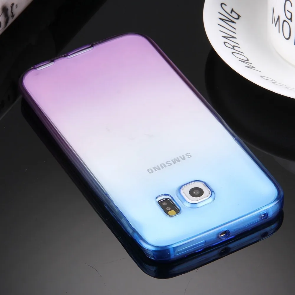 S7 чехол для Samsung Galaxy S6 Edge / G925 двухсторонний градиентный цветной ТПУ защитный задняя крышка G935|case for samsung galaxy|case