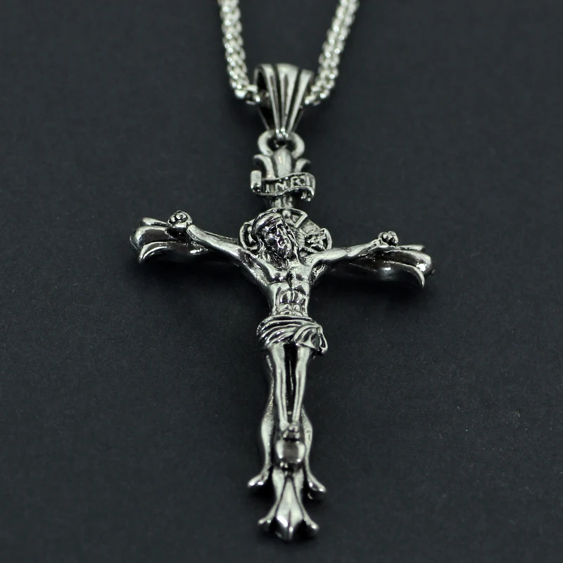 Классическое винтажное ожерелье с кулоном в виде Креста Иисуса модная цепочка на