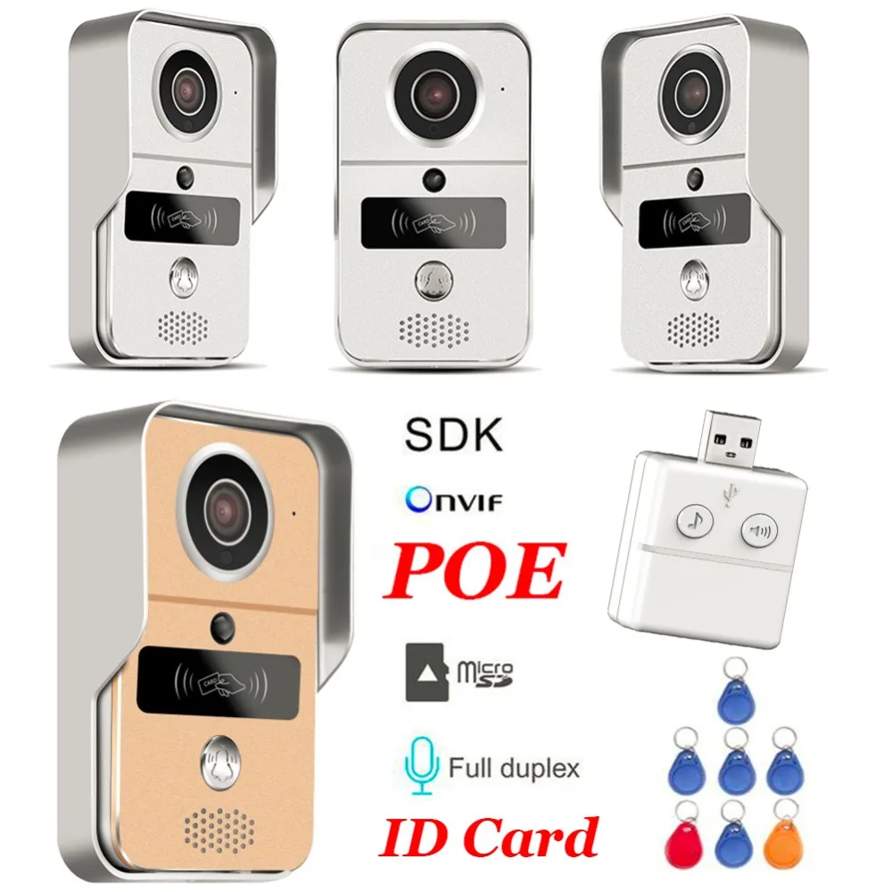Беспроводной SD карта видео запись домофон + RFID брелоки Wi Fi IP дверной звонок POE
