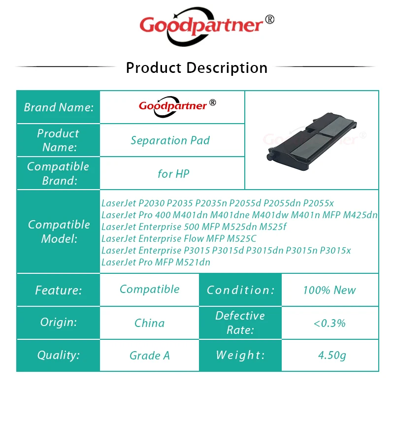 20X RM1-6303-000CN RM1-6397-000CN разделительная прокладка для HP P2035 P2035n P2055d P2055dn P2055x M401 M425 M521 M525 |