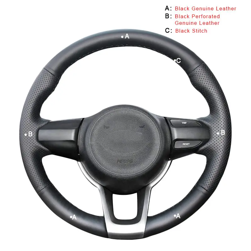 Genuine Leather Автомобильная Оплетка на руле Крышка для Kia Rio- Rio5 K2- Picanto Morning для рукоделия DIY авто-Стайлинг - Название цвета: Genuine Leather