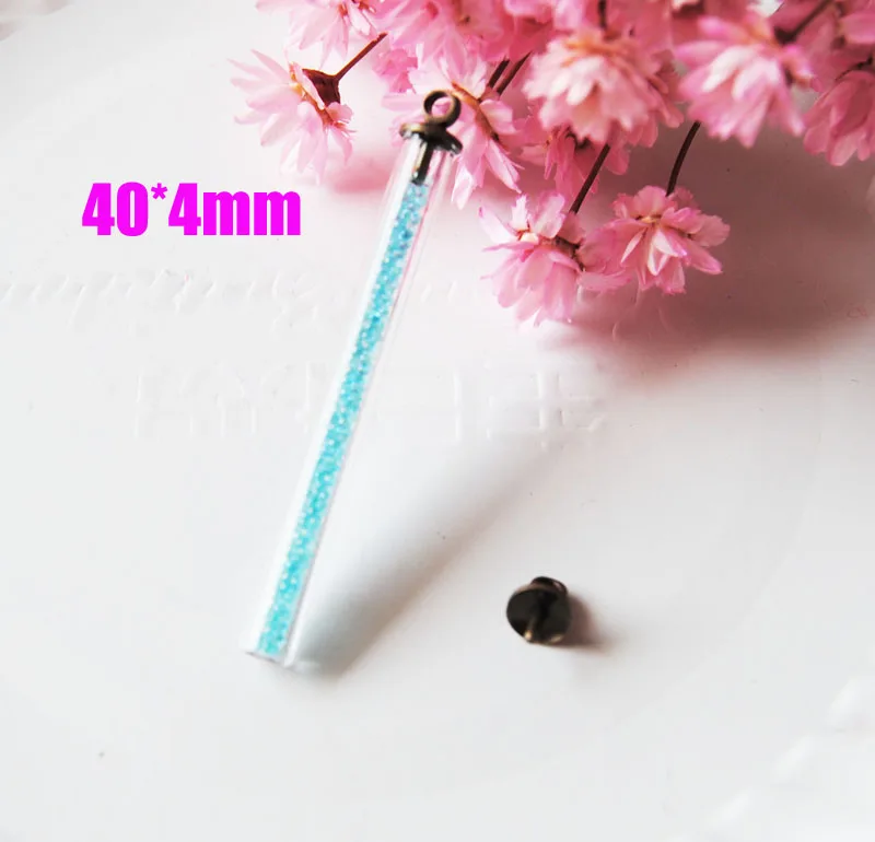 Бесплатная доставка 20 компл./лот 40*4 мм трубчатый стеклянный глобус и 5 бронзовая