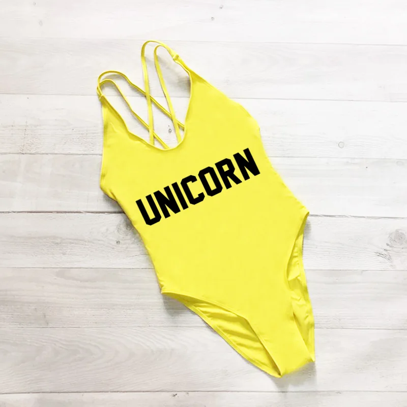 Новинка 2020 пикантный слитный купальник с единорогом купальники надписью и