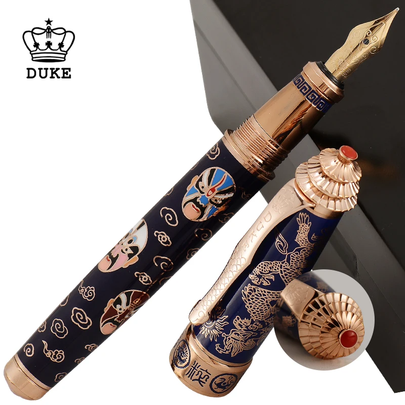 Duke 500, винтажная 14K авторучка Guibao, Пекинская опера для макияжа лица, прекрасный наконечник, 0,5 мм, подарочная ручка и деревянная Подарочная коробка для коллекции