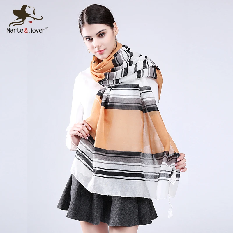 Женские шарфы в полоску Marte & Joven черно белый шарф хиджаб|hijab pattern|scarf shawlscarf shawl pattern |