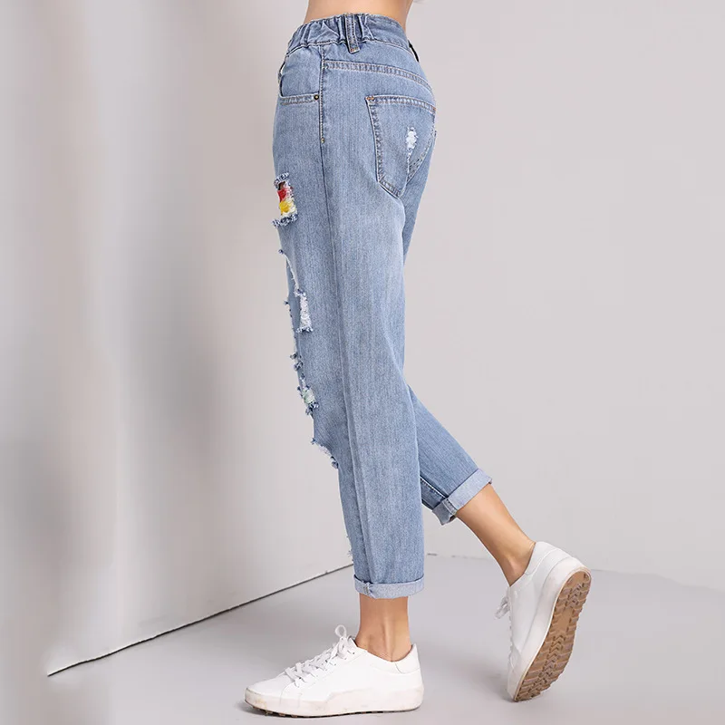 Женские джинсовые шаровары рваные джинсы бойфренда 2018 женские свободные