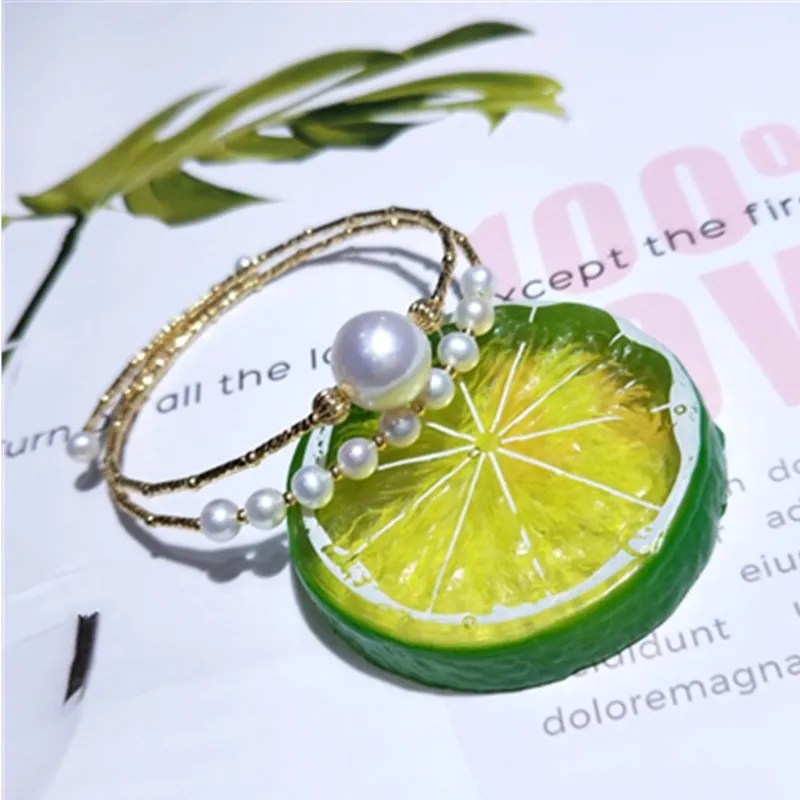 11-12 мм браслет из стерлингового серебра с натуральным жемчугом натуральный