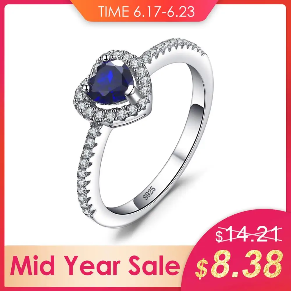 Jewelrypalace Сердце океана 0.6ct создан синий сапфир кольцо стерлингового серебра 925
