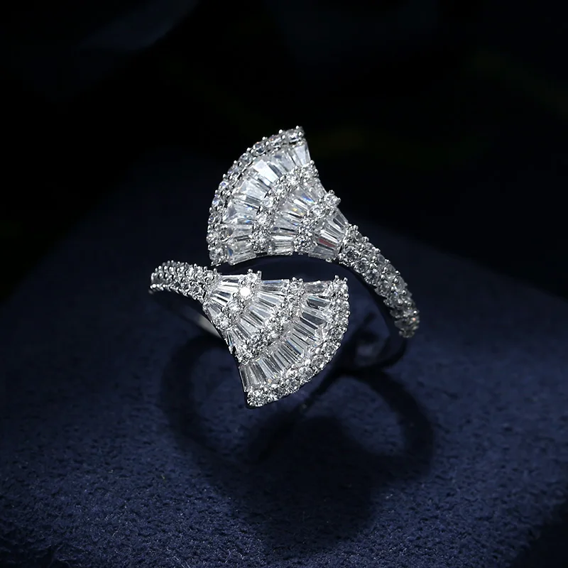 Женское многослойное кольцо Багет с фианитом|ring thin|thin ringbrand ring |