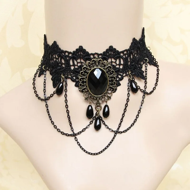 Белые черные Красные кружевные женские ожерелья-Чокеры чокер с татуировкой Collier