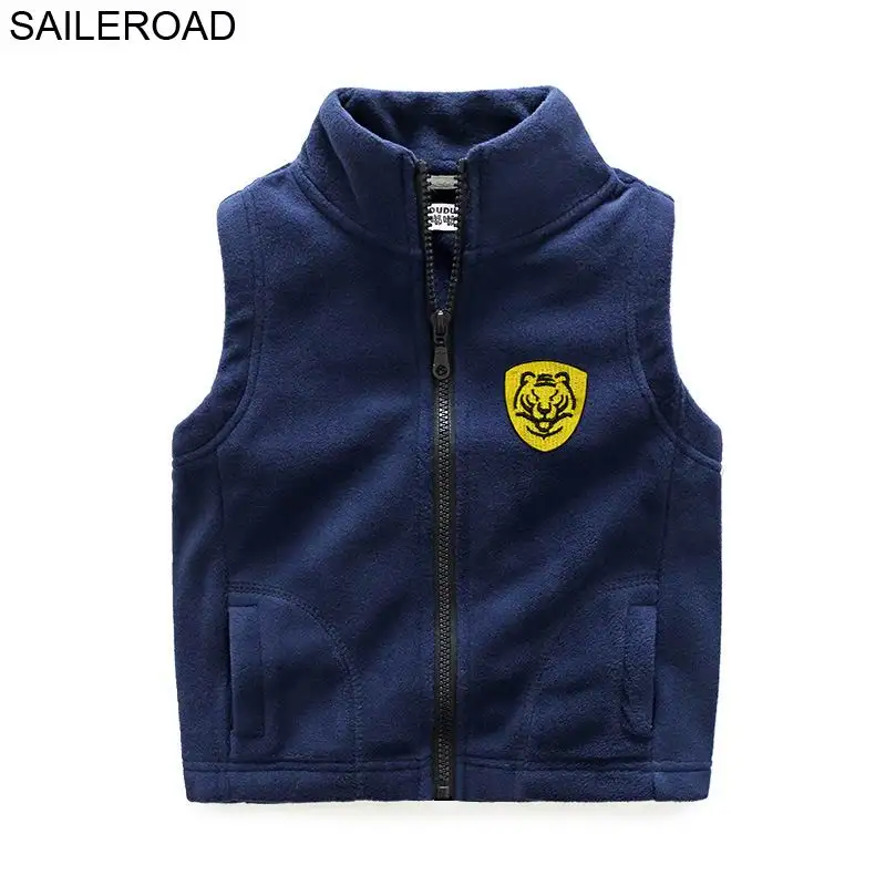 SAILEROAD 2 11Years Animal Tiger Fashion Baby Дети Жилет Новые Мальчики Девочки Верхняя Одежда С Руно