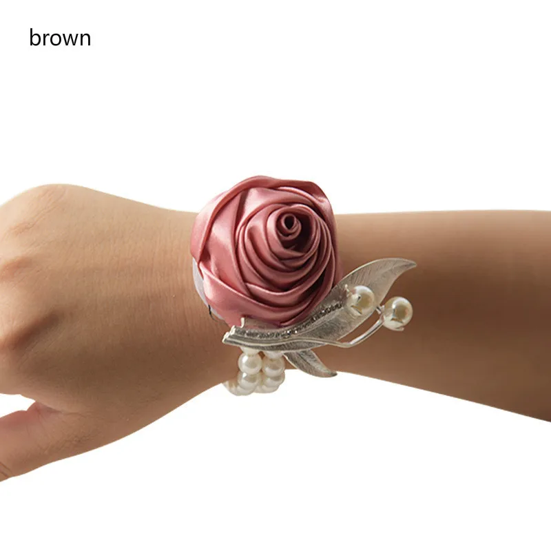 New Marry Decoration Rose Flowers Artificial Brooch Wrist Flower Bride Gift Wedding Decorations Fake Flores Bridesmaid's Bouquet