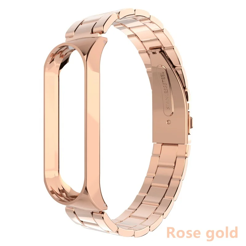 Sanzhu-Rose gold Mi band 4 ремешок для Xiaomi mi band 3 умный браслет металлический браслет из нержавеющей стали ремешок для Xiaomi mi band 4 mi band 3 умный Браслет - Цвет: Sanzhu-Rose gold