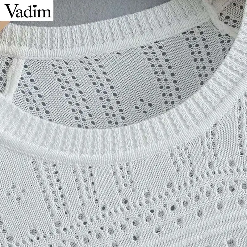 Vadim Женская белая черная трикотажная блузка ажурное кружевное женское