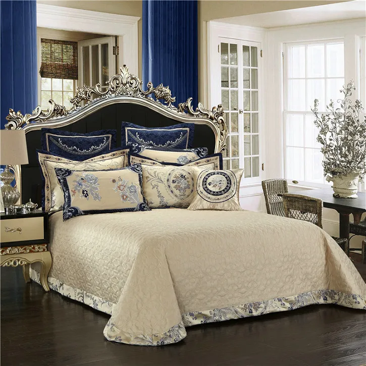 Bedspread 4 6 8 9pcs Свадебный подарок 60S Египетский хлопок роскошный жаккардовый Постельное белье 4/6/8/9 шт. King queen Размеры постельный комплект - Цвет: Bedspread 4 6 8 9pcs