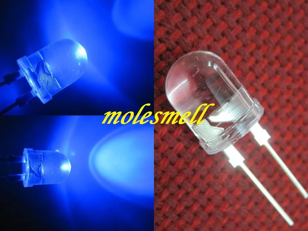 

100 шт. 0,5 Вт 10 мм 250000mcd светодиодный светильник-Ультра-яркий синий светодиодный s DIY 10 мм светильник-излучающий диод
