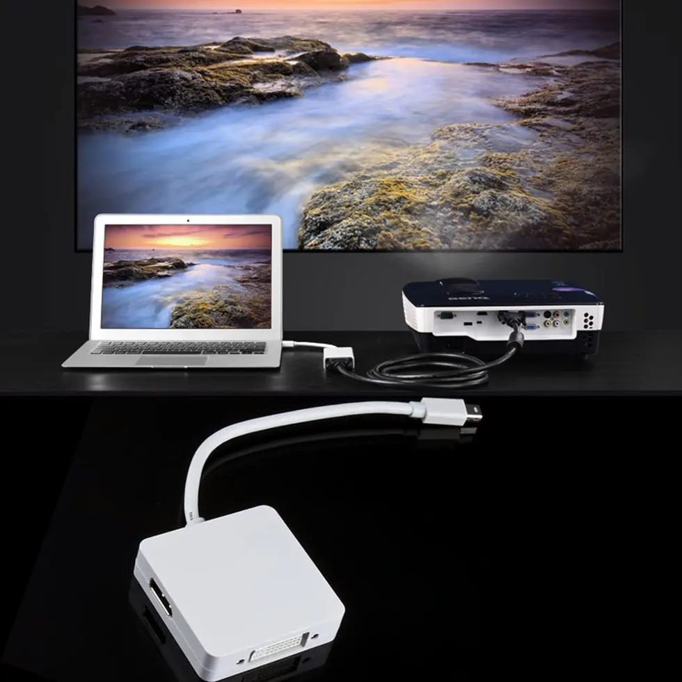 10 шт. 3 в 1 Мини-порт дисплея для DP HDMI DVI адаптер кабель монитора MAC Pro AIR | Электроника