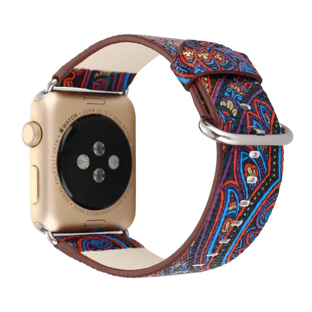 Кожаный ремешок в стиле ретро с цветами для Apple Watch Series 3 2 1 винтажный браслет