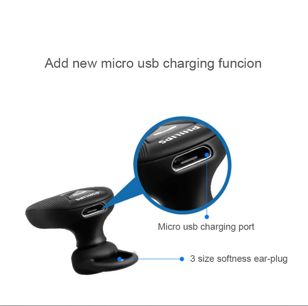 Автомобильный комплект Philips SHB1801P, bluetooth-гарнитура с выходным током 1A/2.4A, Bluetooth 4,1, наушники для бизнеса