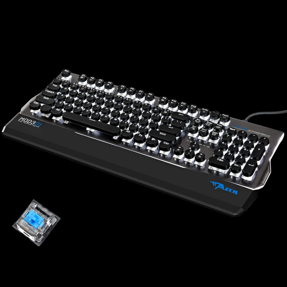 E 3LUE K751 панк механическая клавиатура Проводная 104 круглый ретро пара Keycap ключи LED