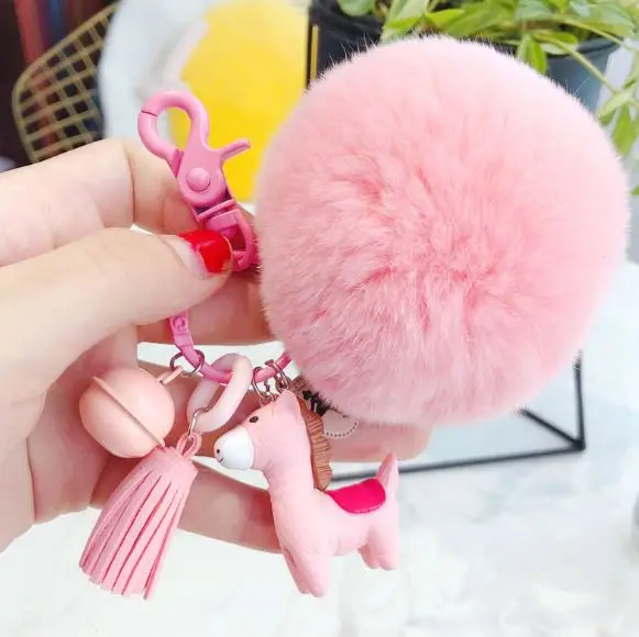 1 шт. милые животные Альпака Alpacasso меховой шар пушистый брелок для ключей брелок кольцо для ключей для девочек плюшевая игрушка - Цвет: alpaca keychain 2