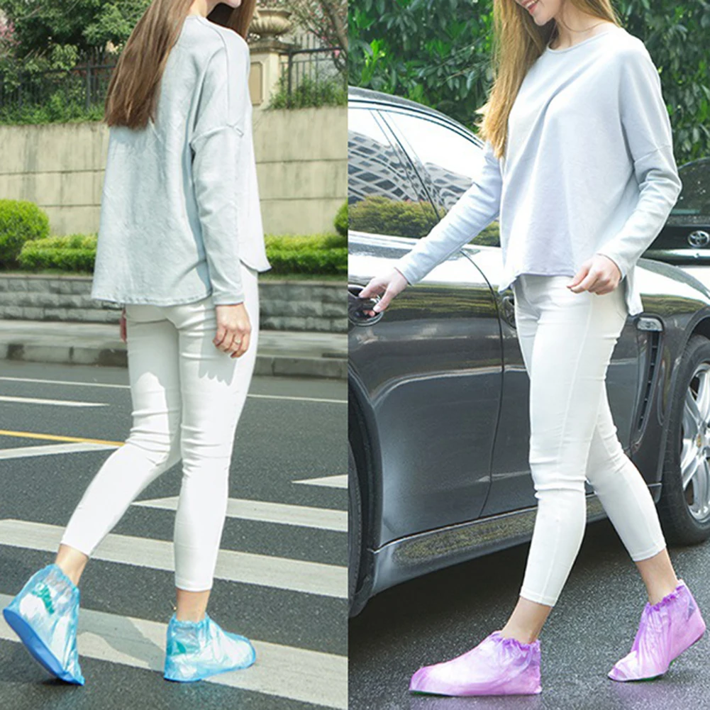 1 пара многоразовых чехлов для обуви из ПВХ водонепроницаемые противоскользящие