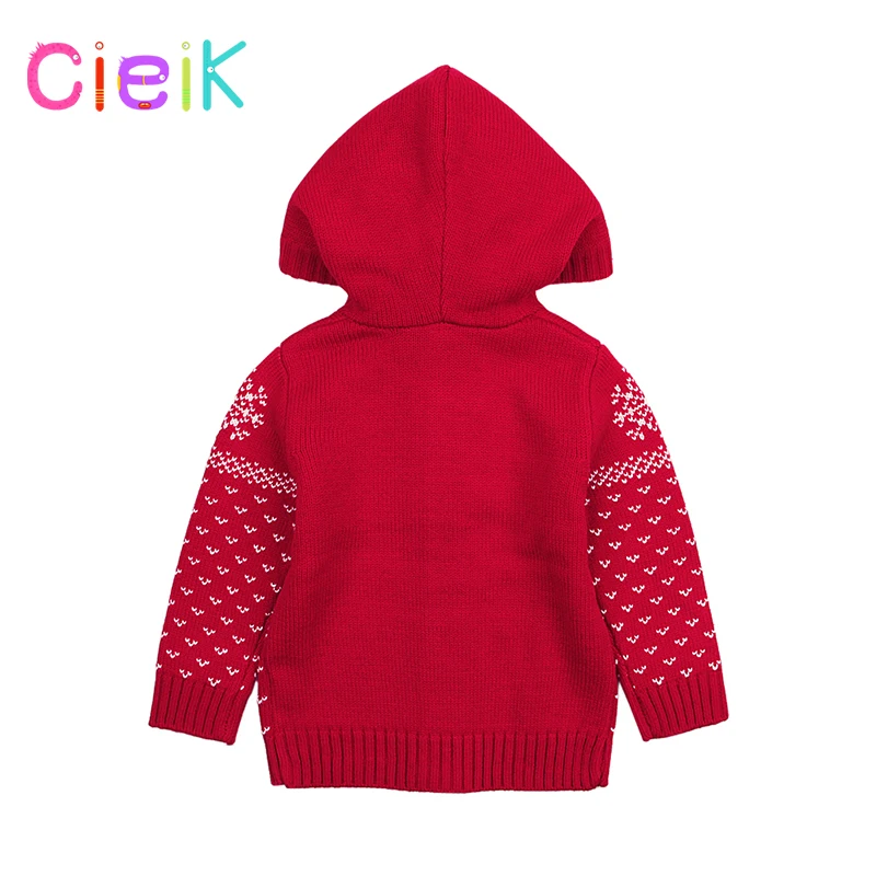 CieiK/верхняя одежда для маленьких девочек вязаный детский свитер с капюшоном