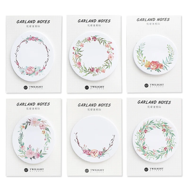 

6pcs Garland notes Flower stick memo pad Post decoration diary stickers note it tag stationery School supplies Christmas A6876